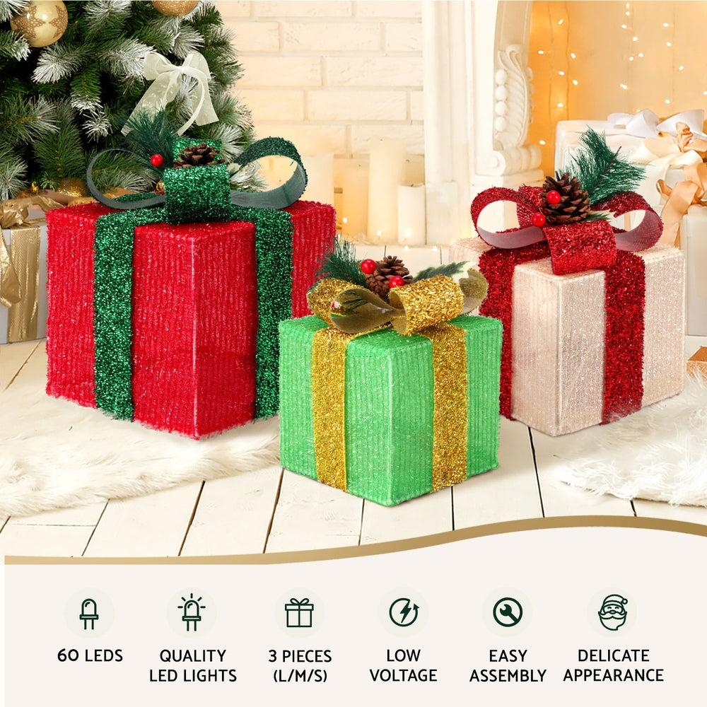 25CM Gift Box Motif Light Set – 60 Warm White LED Lights