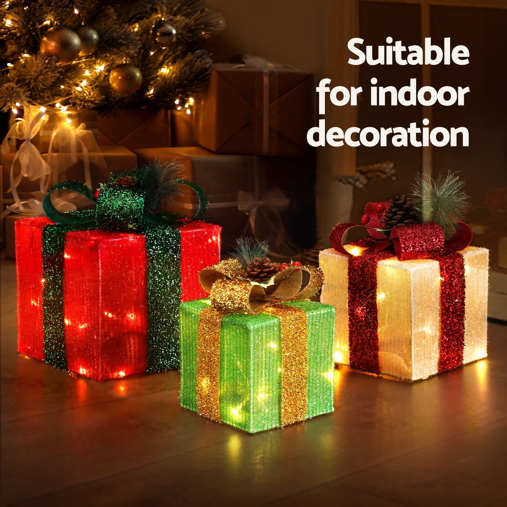 25CM Gift Box Motif Light Set – 60 Warm White LED Lights