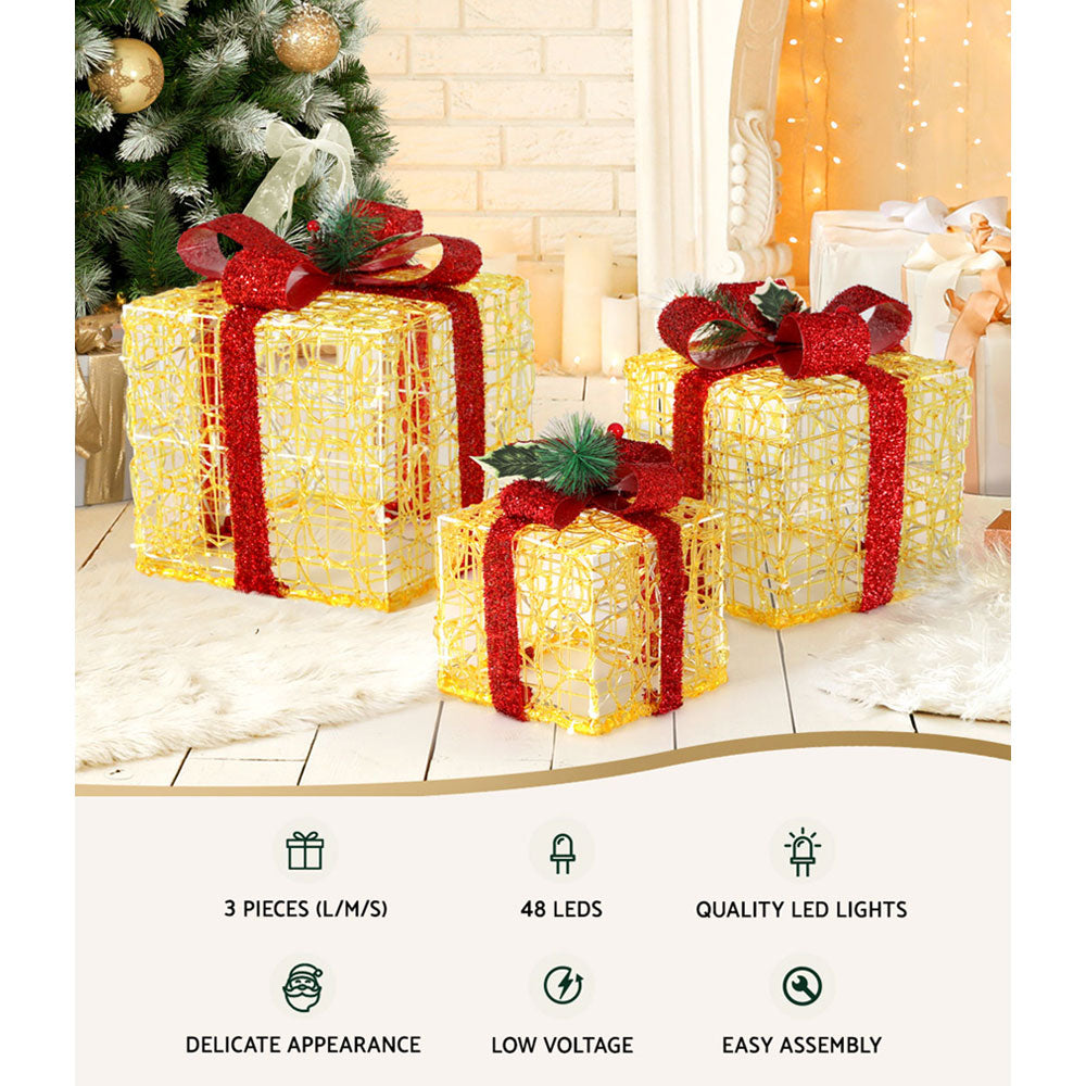 26CM Gift Box Motif Light Set – Warm White LEDs 48 Lights