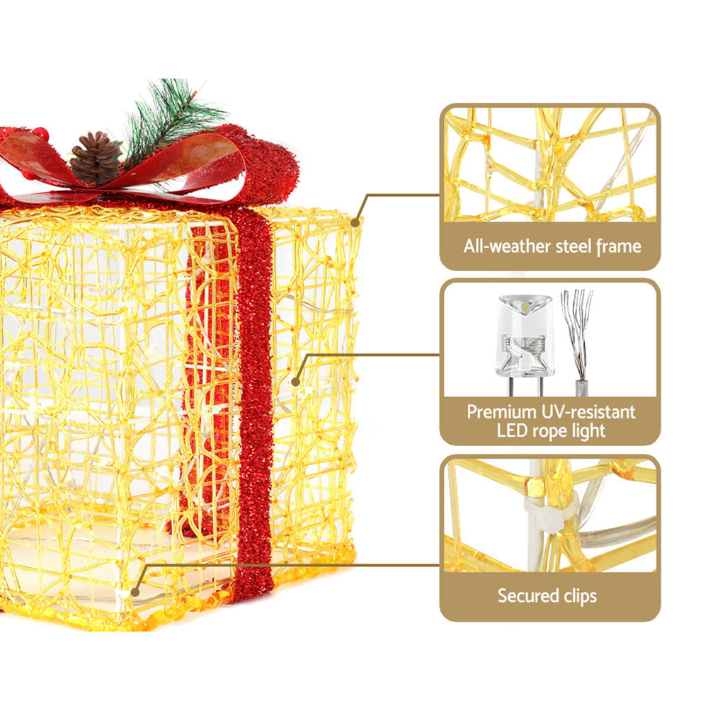 26CM Gift Box Motif Light Set – Warm White LEDs 48 Lights