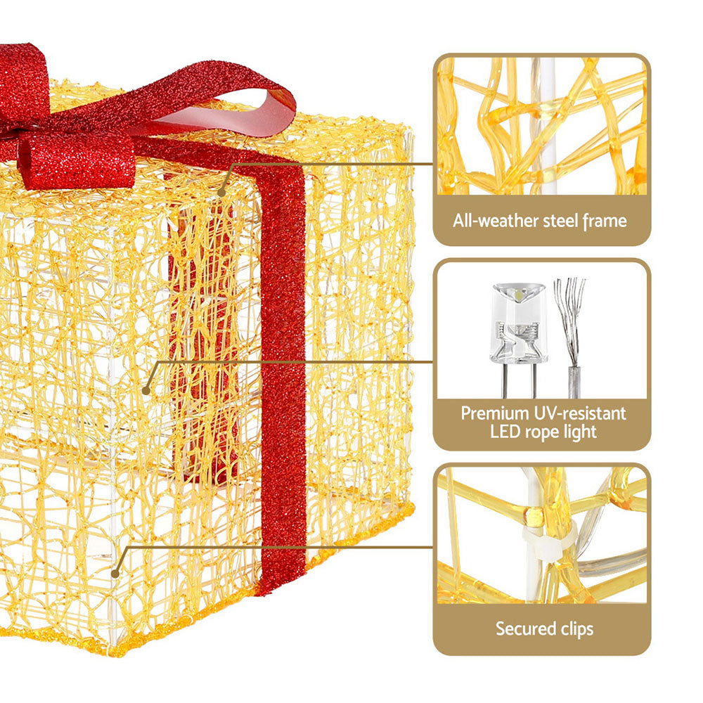 63CM Gift Box Motif Light Set – 240 Warm White LED Lights