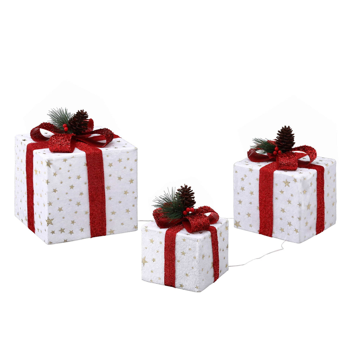 28CM Lighted Christmas Gift Box Set with 48 LED – 3 Pack