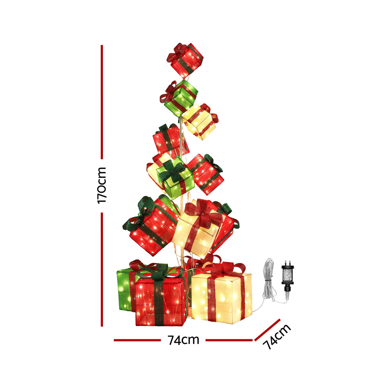 170CM Lighted Christmas Gift Box Tower with 350 LED