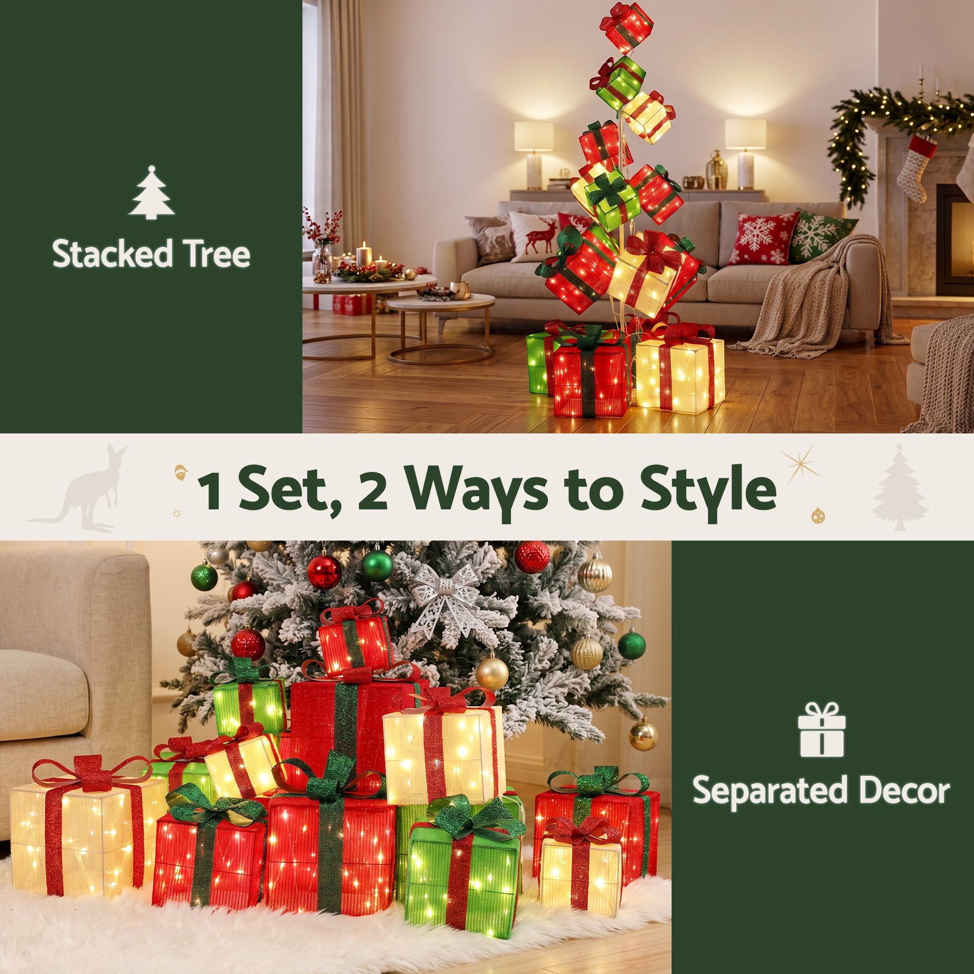 170CM Lighted Christmas Gift Box Tower with 350 LED