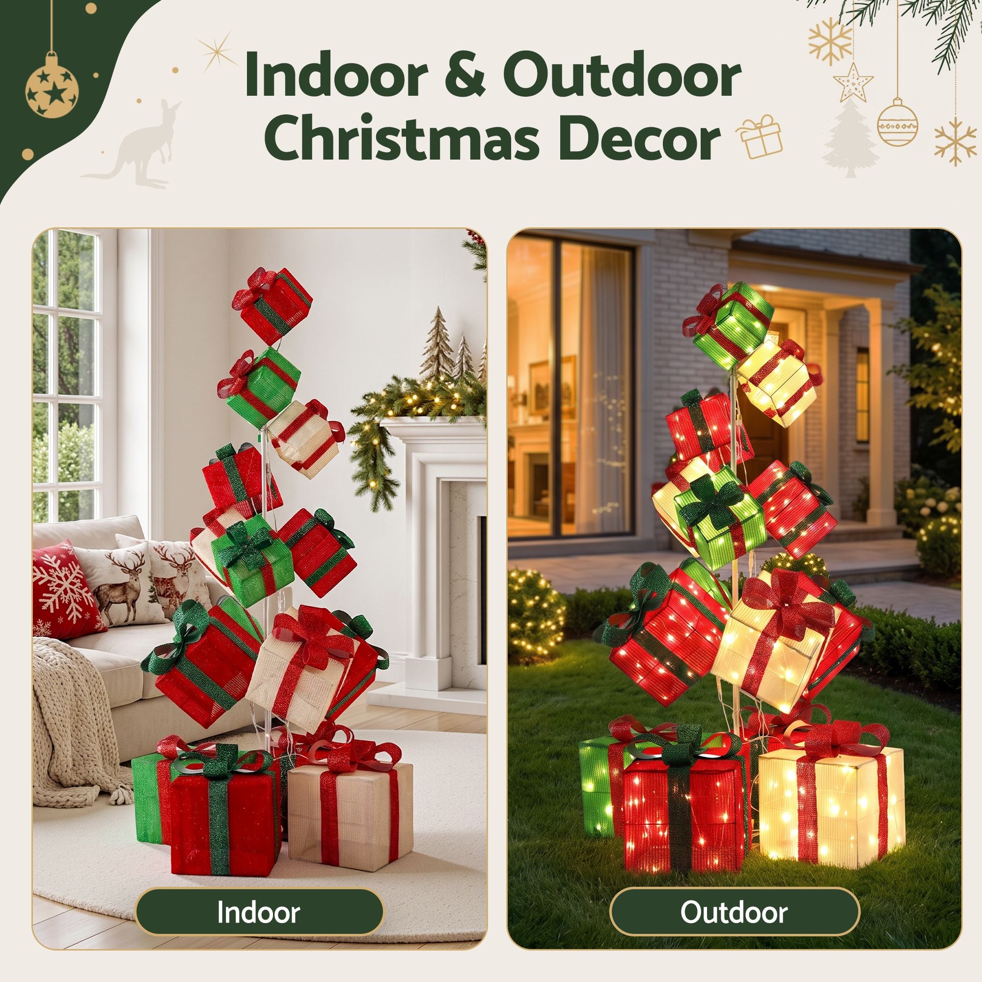 170CM Lighted Christmas Gift Box Tower with 350 LED