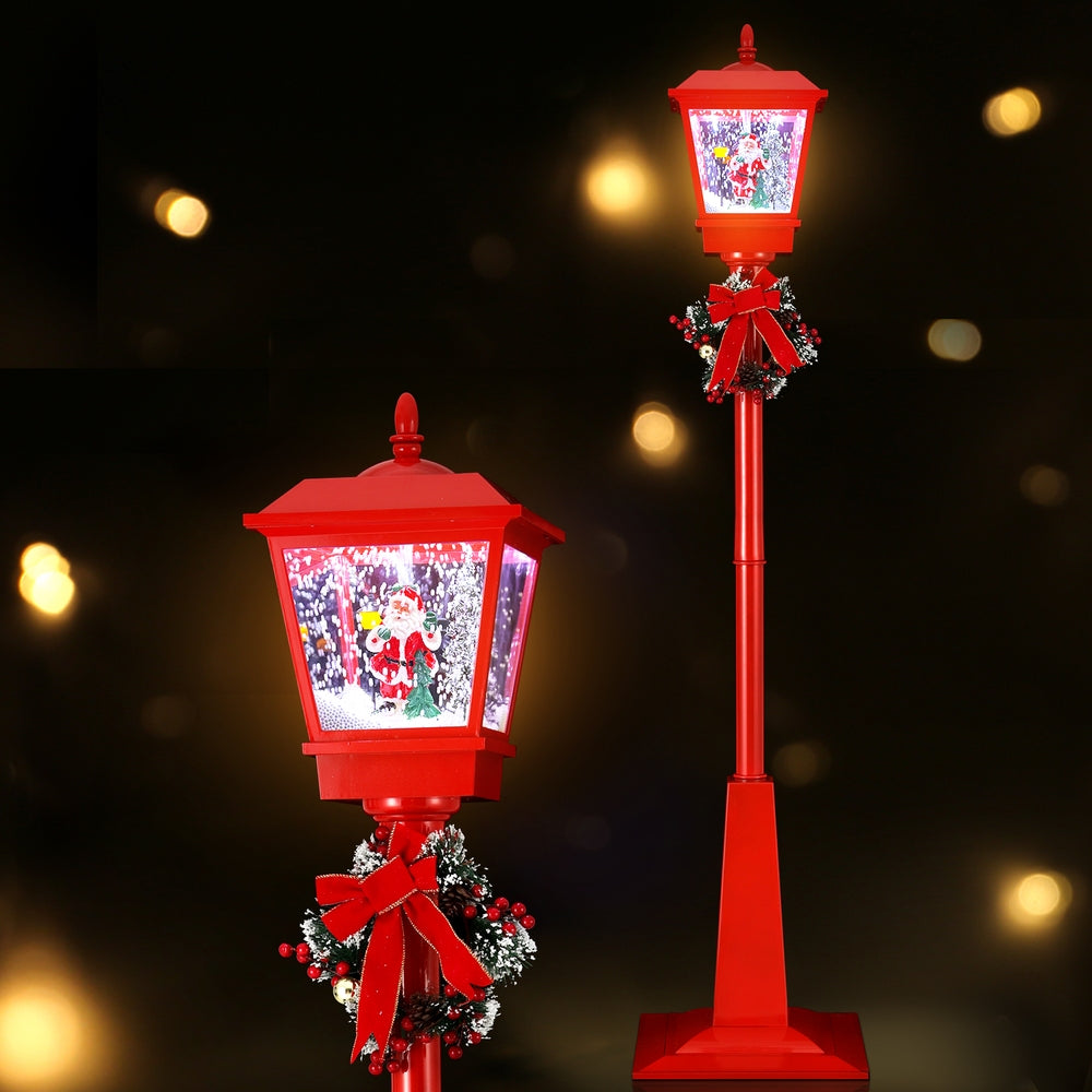 1.8M Christmas Lamp Post with Snowfall, Music & LED Lights