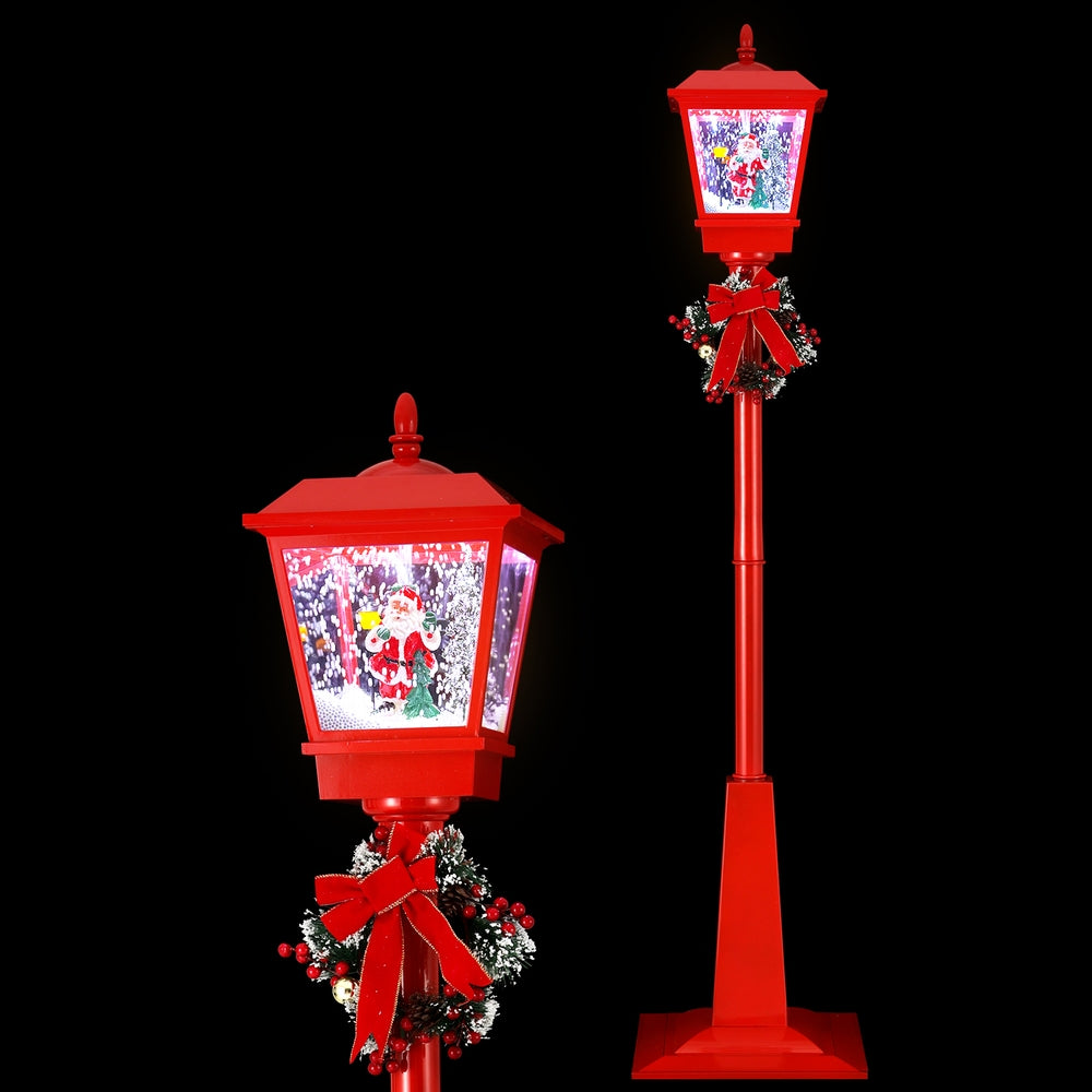 1.8M Christmas Lamp Post with Snowfall, Music & LED Lights