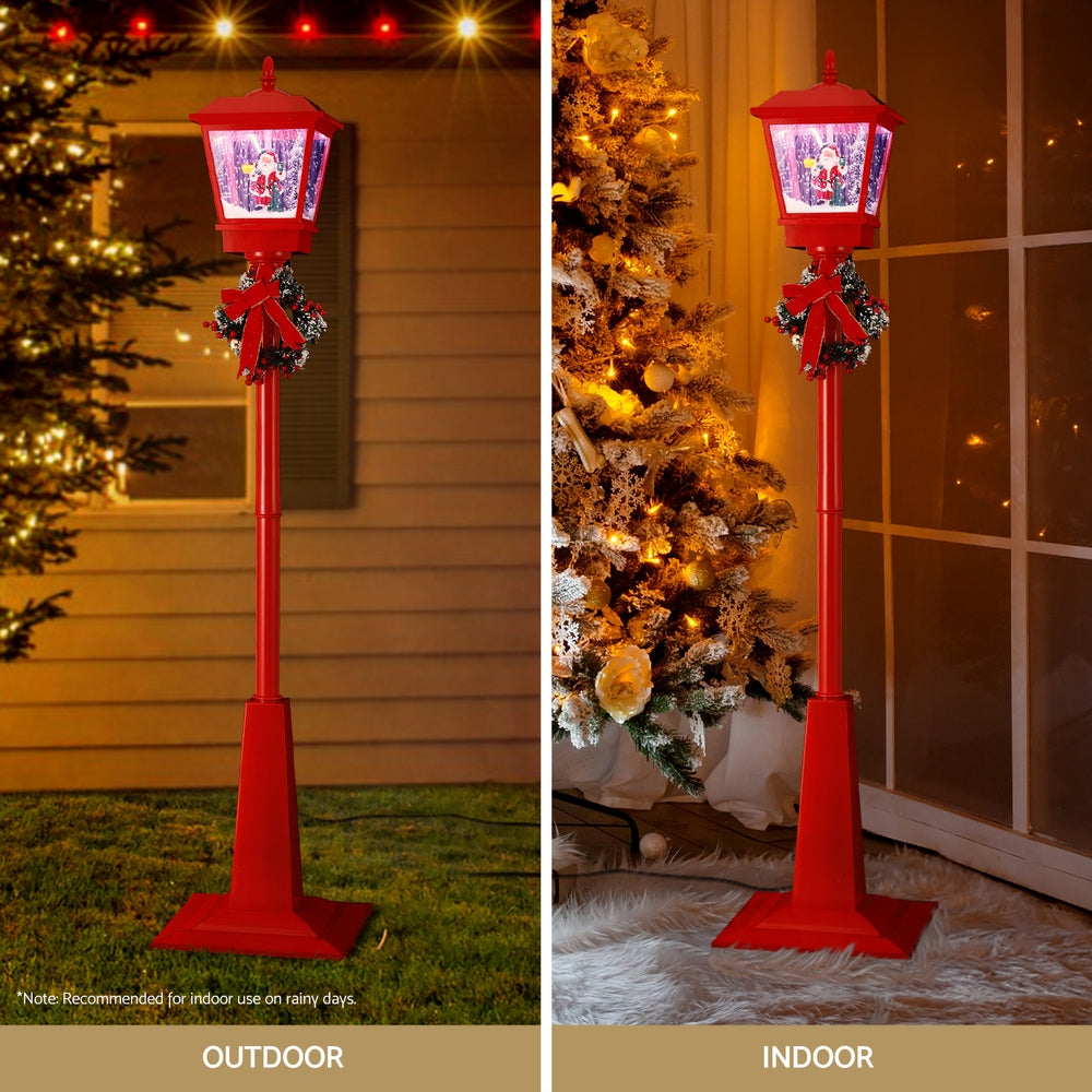 1.8M Christmas Lamp Post with Snowfall, Music & LED Lights