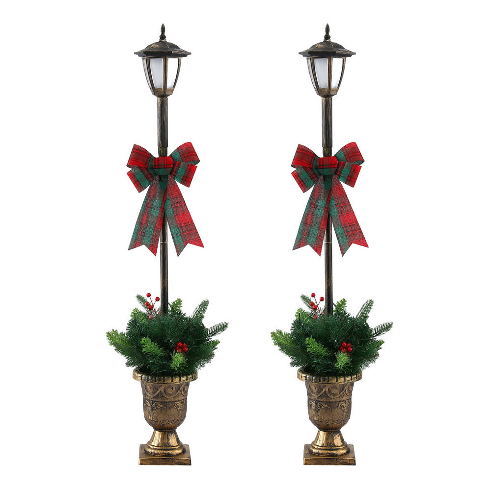 2PCS Lamp Post Pathway Lights – 50 Warm White LED Lights