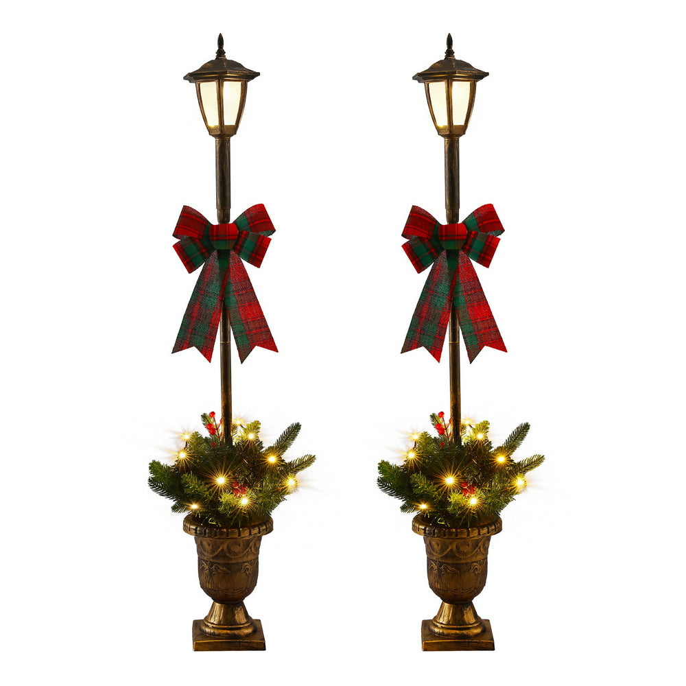 2PCS Lamp Post Pathway Lights – 50 Warm White LED Lights
