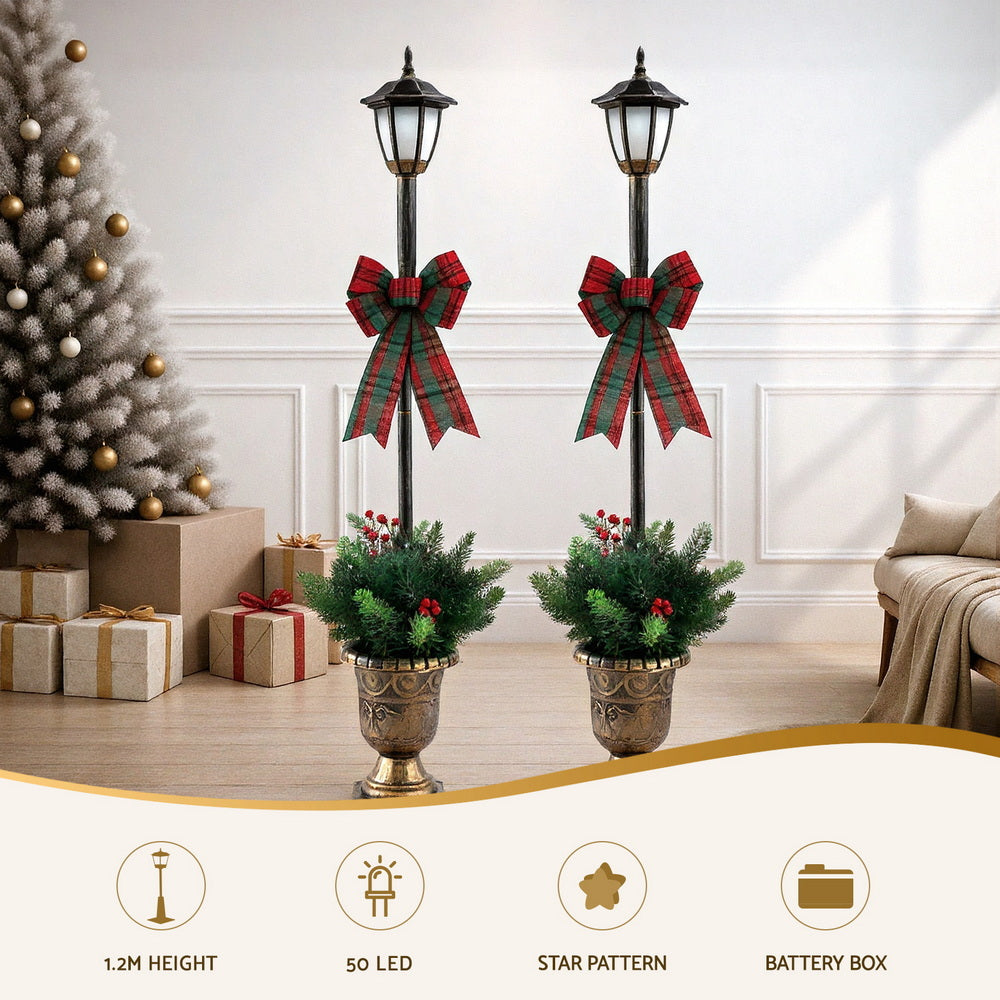 2PCS Lamp Post Pathway Lights – 50 Warm White LED Lights
