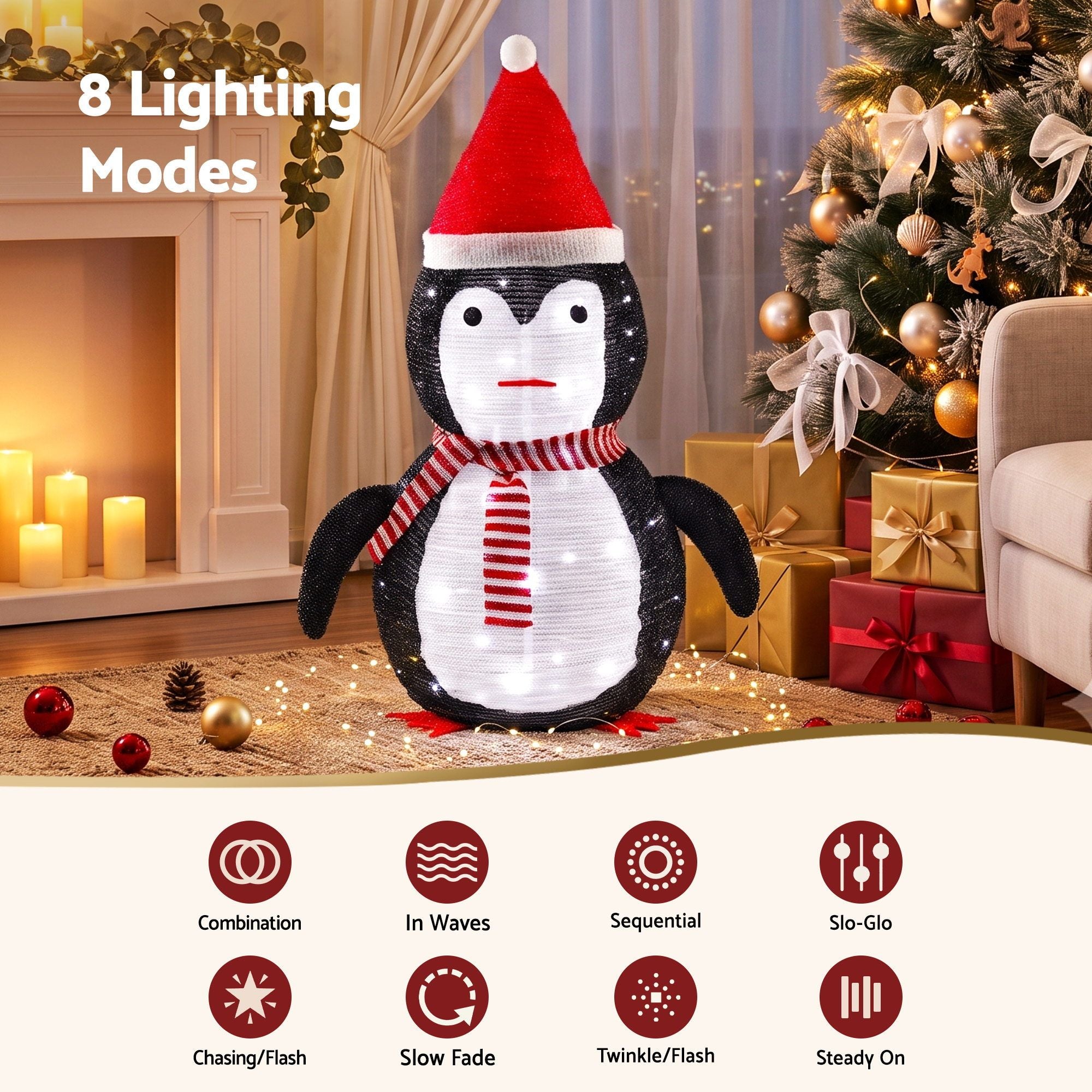 70CM Pop-Up Christmas Penguin Decoration with 45 LED