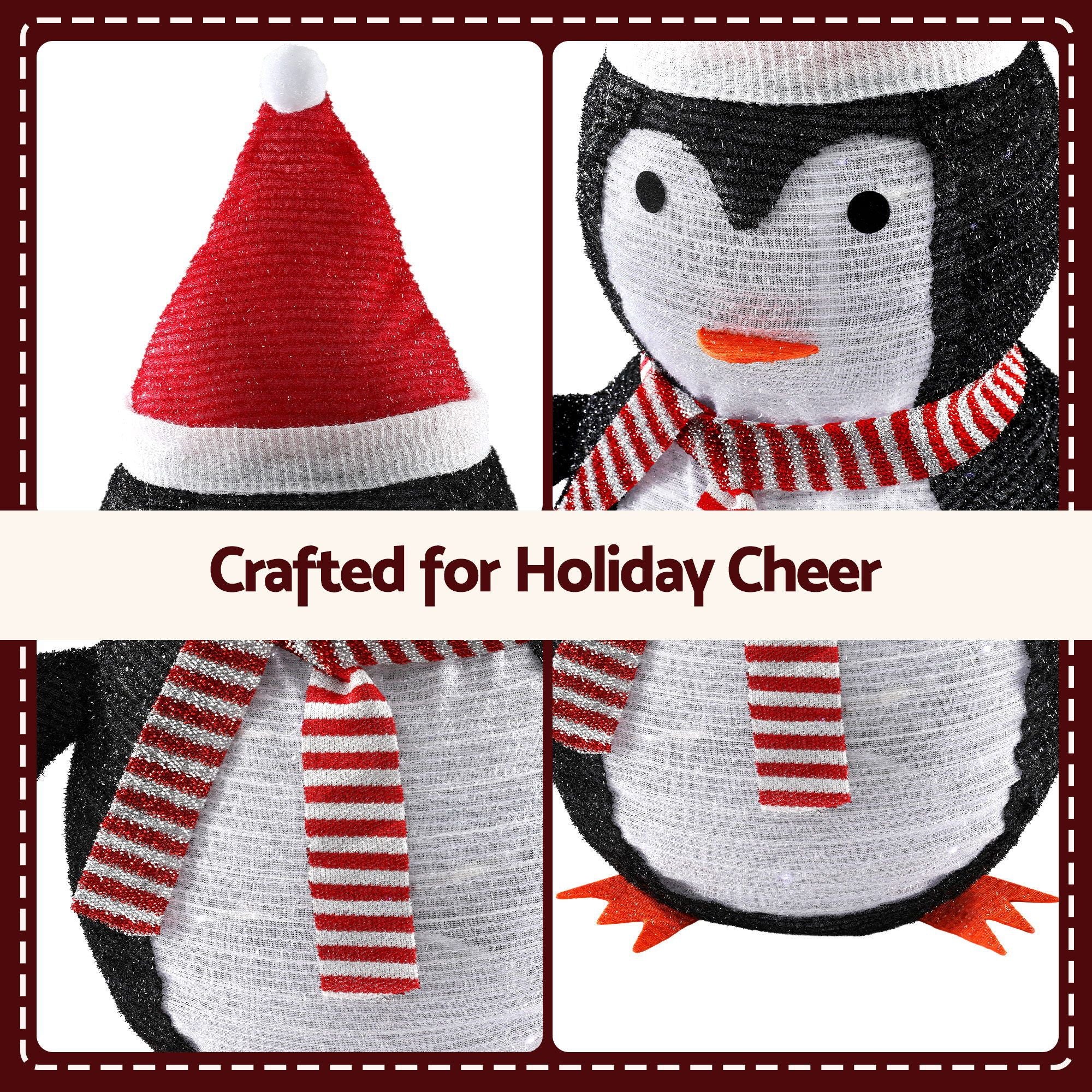 70CM Pop-Up Christmas Penguin Decoration with 45 LED