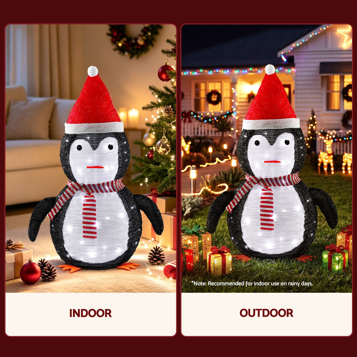 70CM Pop-Up Christmas Penguin Decoration with 45 LED