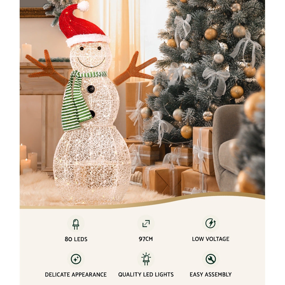 97CM Snowman Motif Light – Warm White LEDs 80 Lights