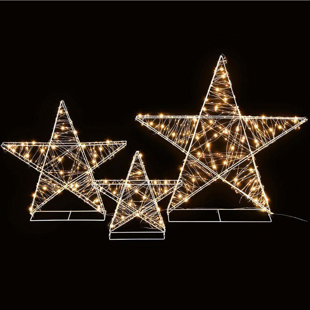3-Piece Star Motif Light Set – Warm White LEDs 900 Lights