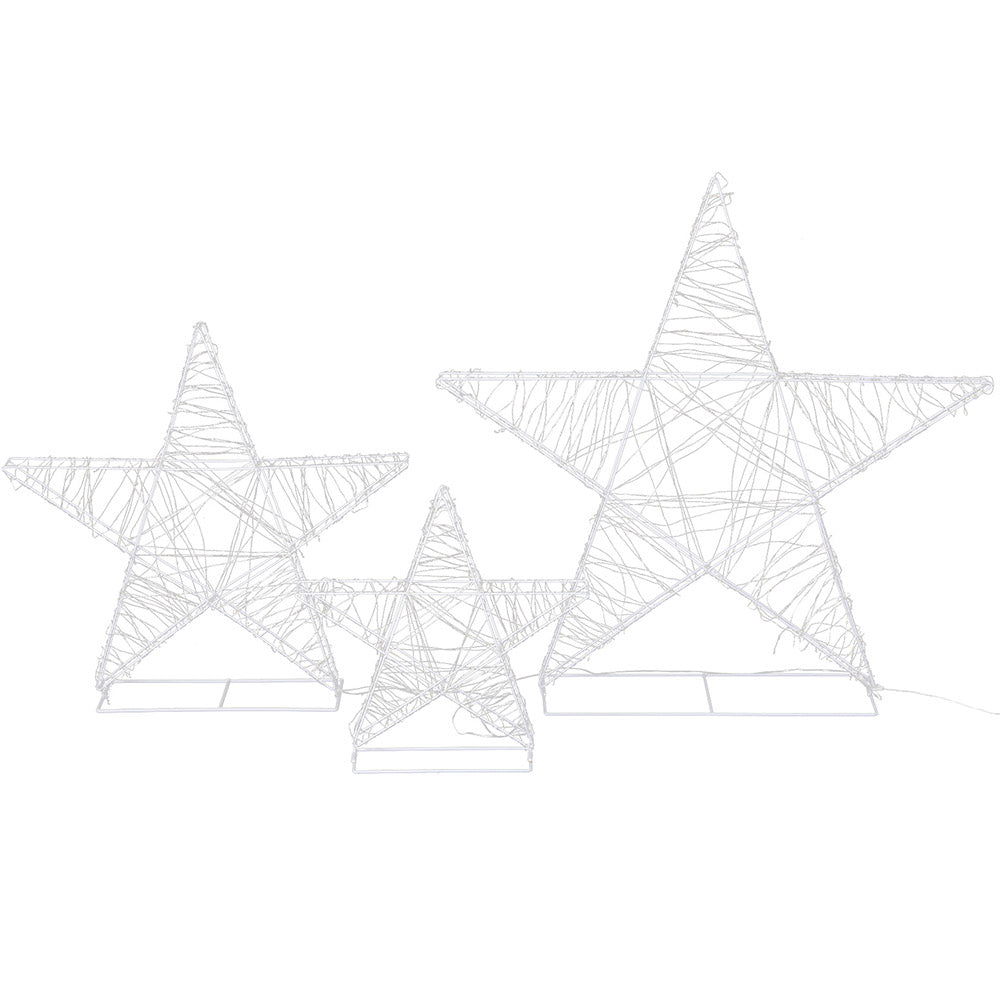 3-Piece Star Motif Light Set – Warm White LEDs 900 Lights