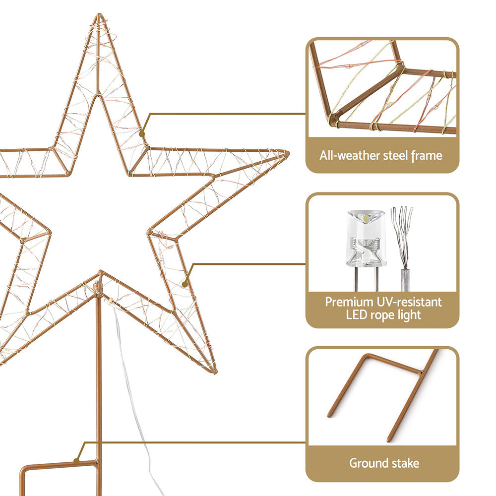 70CM 3D Christmas Star Motif Light Display – 100 Warm White LED Lights