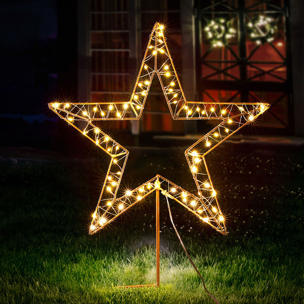 70CM 3D Christmas Star Motif Light Display – 100 Warm White LED Lights