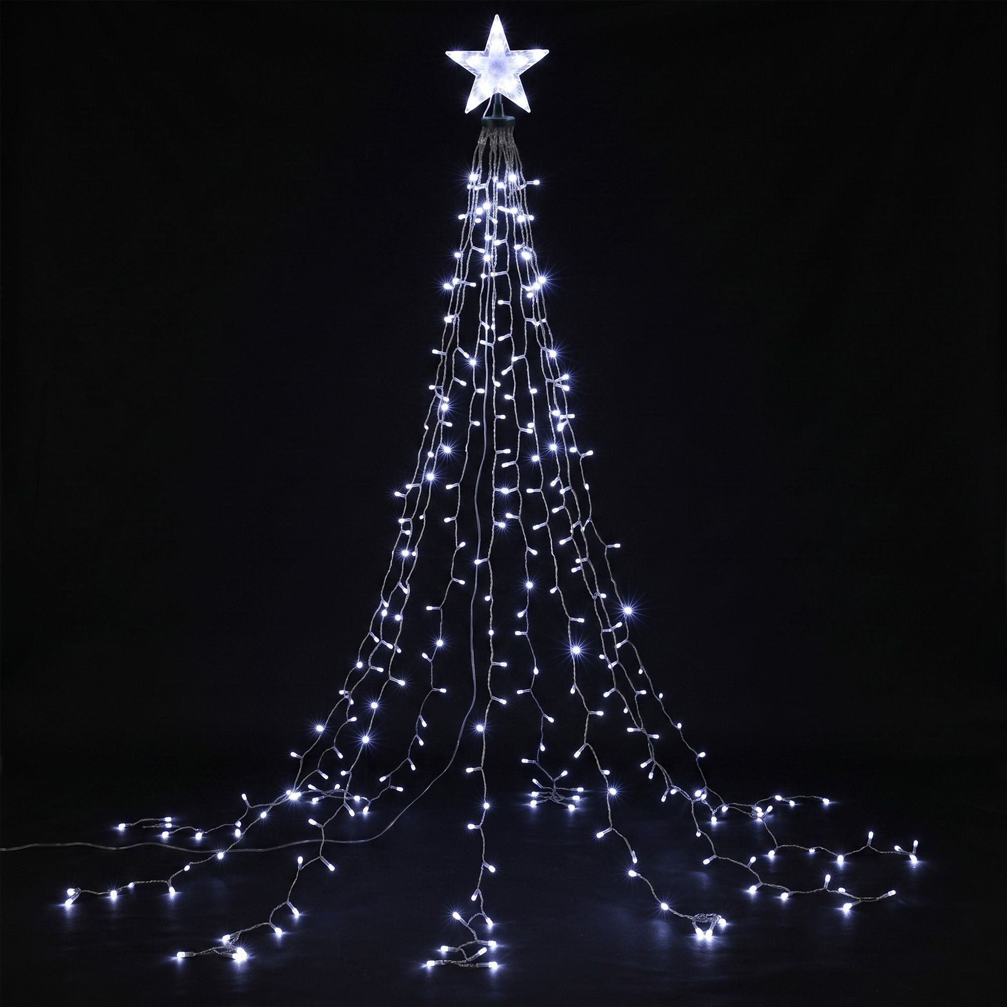 2.5M Christmas Waterfall Lights with Star Topper & 300 LED