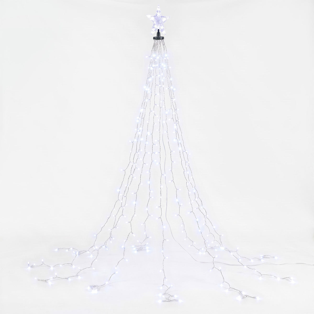 2.5M Christmas Waterfall Lights with Star Topper & 300 LED