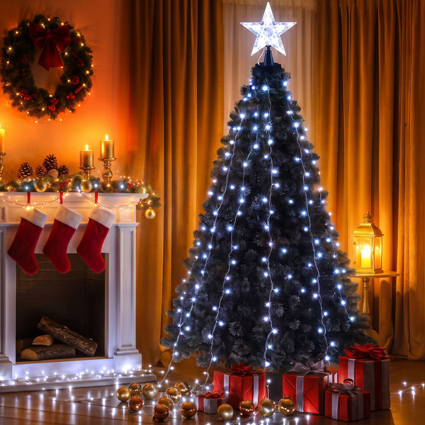 2.5M Christmas Waterfall Lights with Star Topper & 300 LED
