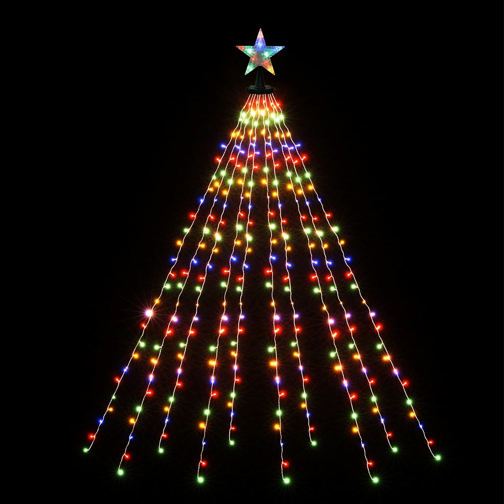 2.5M Christmas Waterfall Lights – 300 LED Multi Colour Star Topper