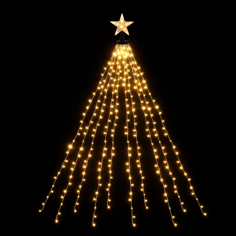 2.5M Christmas Waterfall String Lights with Star Topper