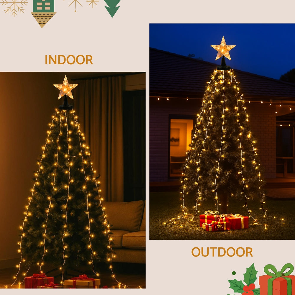 2.5M Christmas Waterfall String Lights with Star Topper