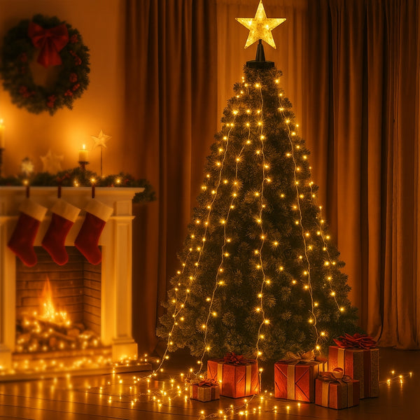 2.5M Waterfall Christmas Lights – 300 Warm White LEDs