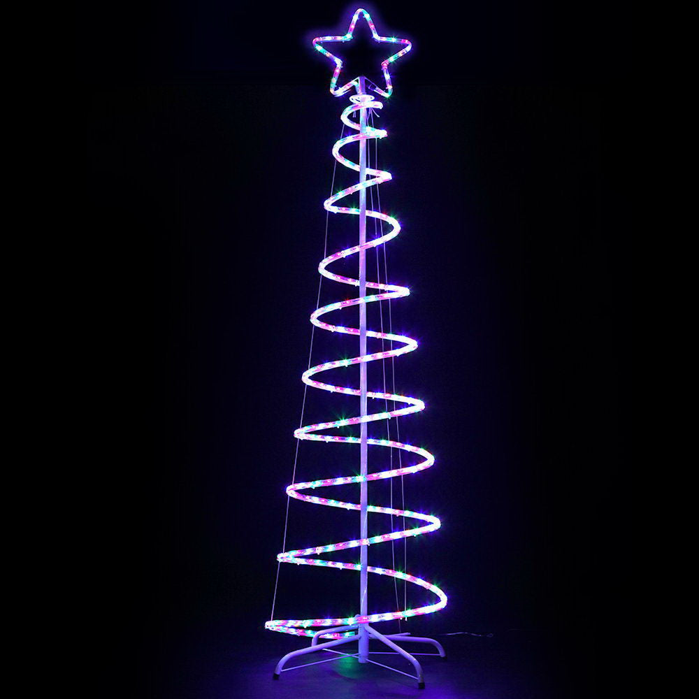 6FT Spiral LED Christmas Tree with Star & 288 Multicolour LEDs