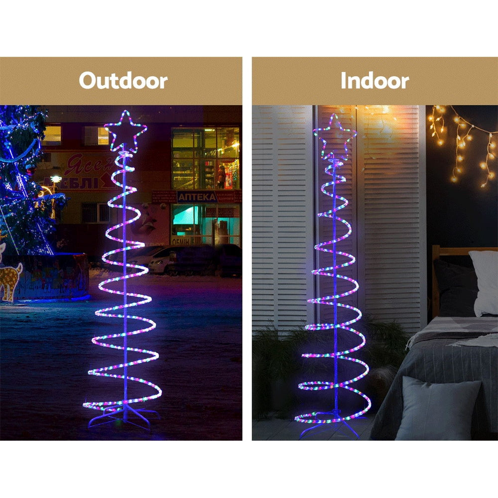 6FT Spiral LED Christmas Tree with Star & 288 Multicolour LEDs