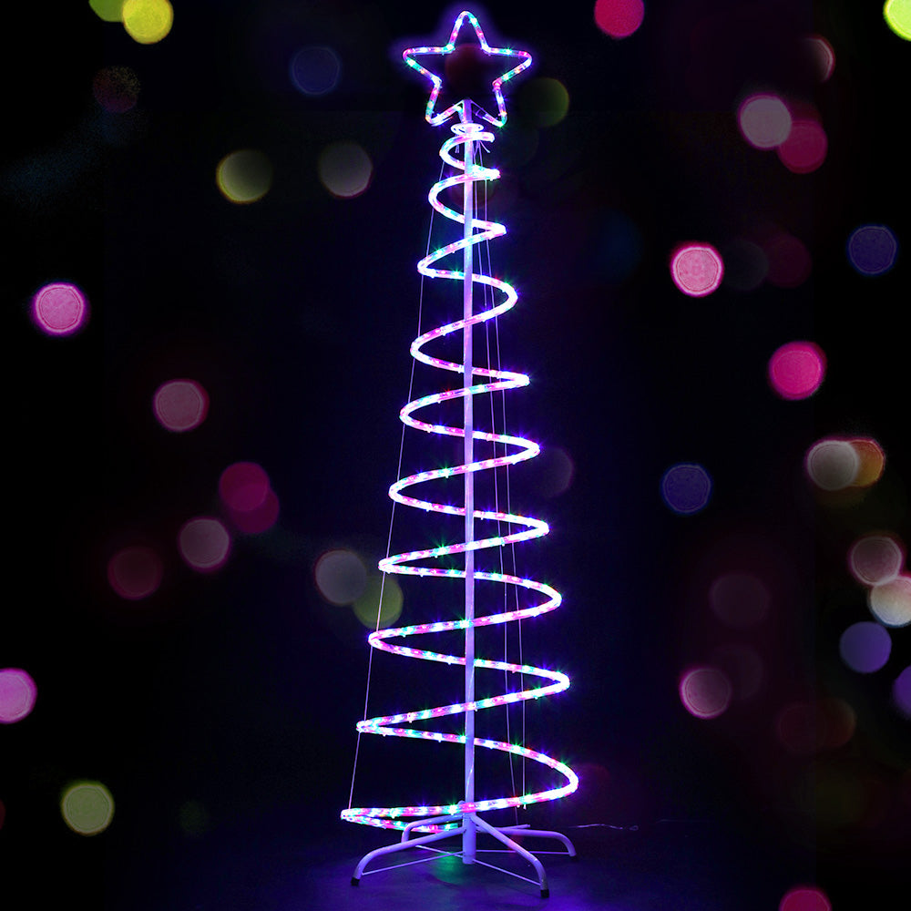6FT Spiral LED Christmas Tree with Star & 288 Multicolour LEDs