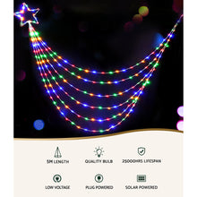 5M Solar Cascade Tree Lights with 320 Multicolour LEDs