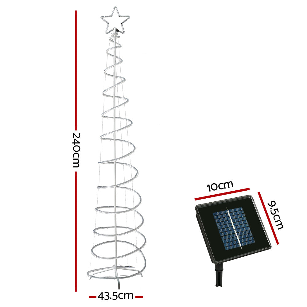 8FT Solar Spiral LED Christmas Tree with Star Topper