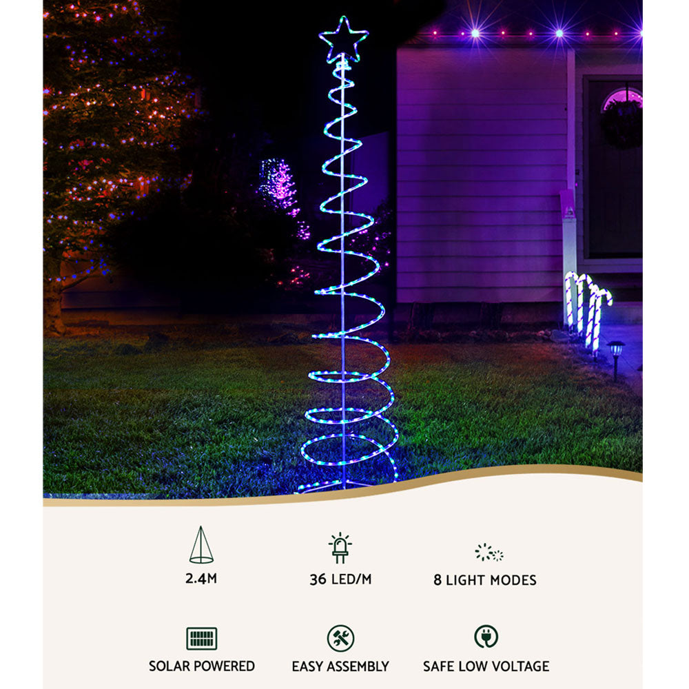 8FT Solar Spiral LED Christmas Tree with Star Topper
