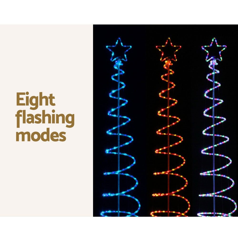 8FT Solar Spiral LED Christmas Tree with Star Topper