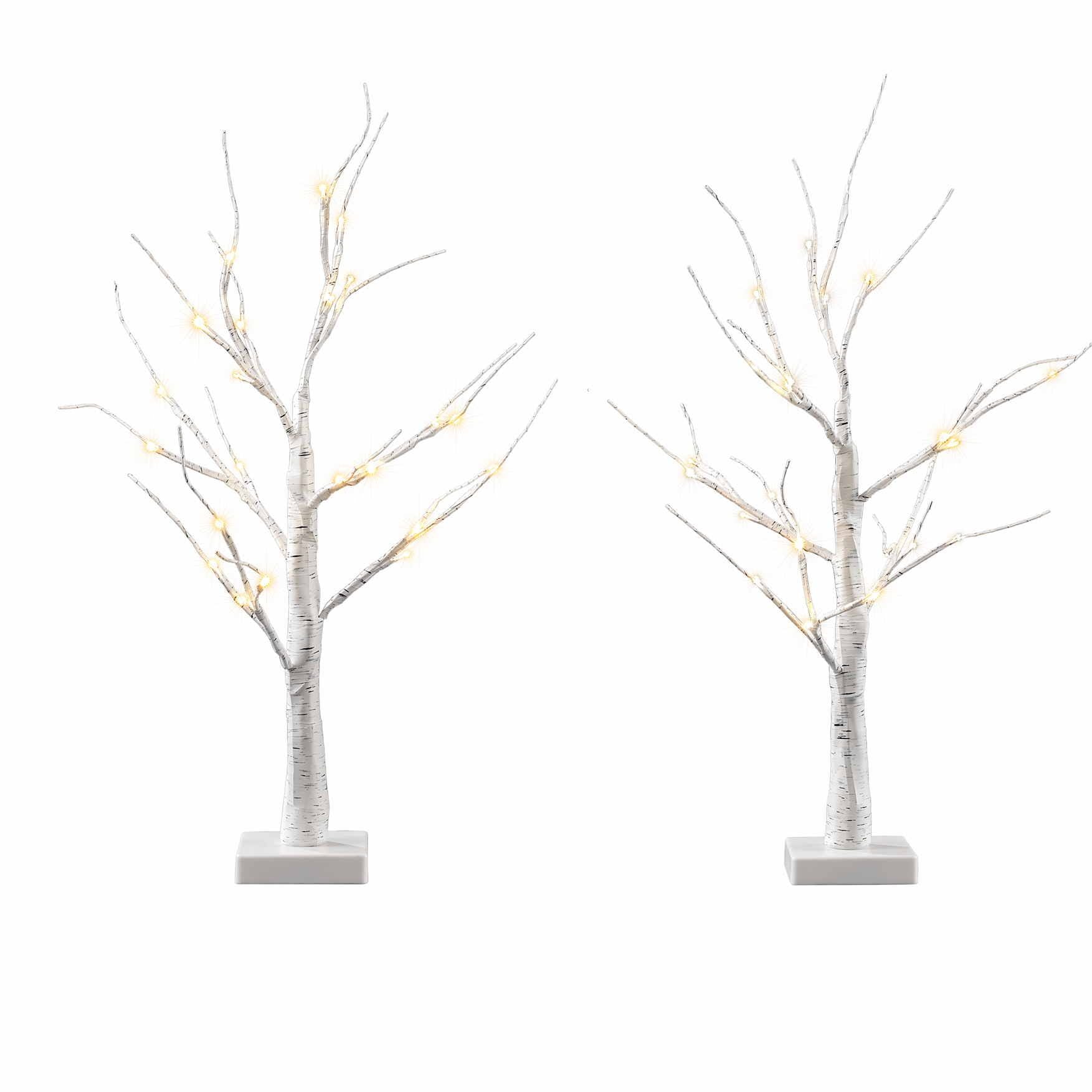 60CM Light-Up Branch Trees 2 Pack with 48 Warm White LED Lights