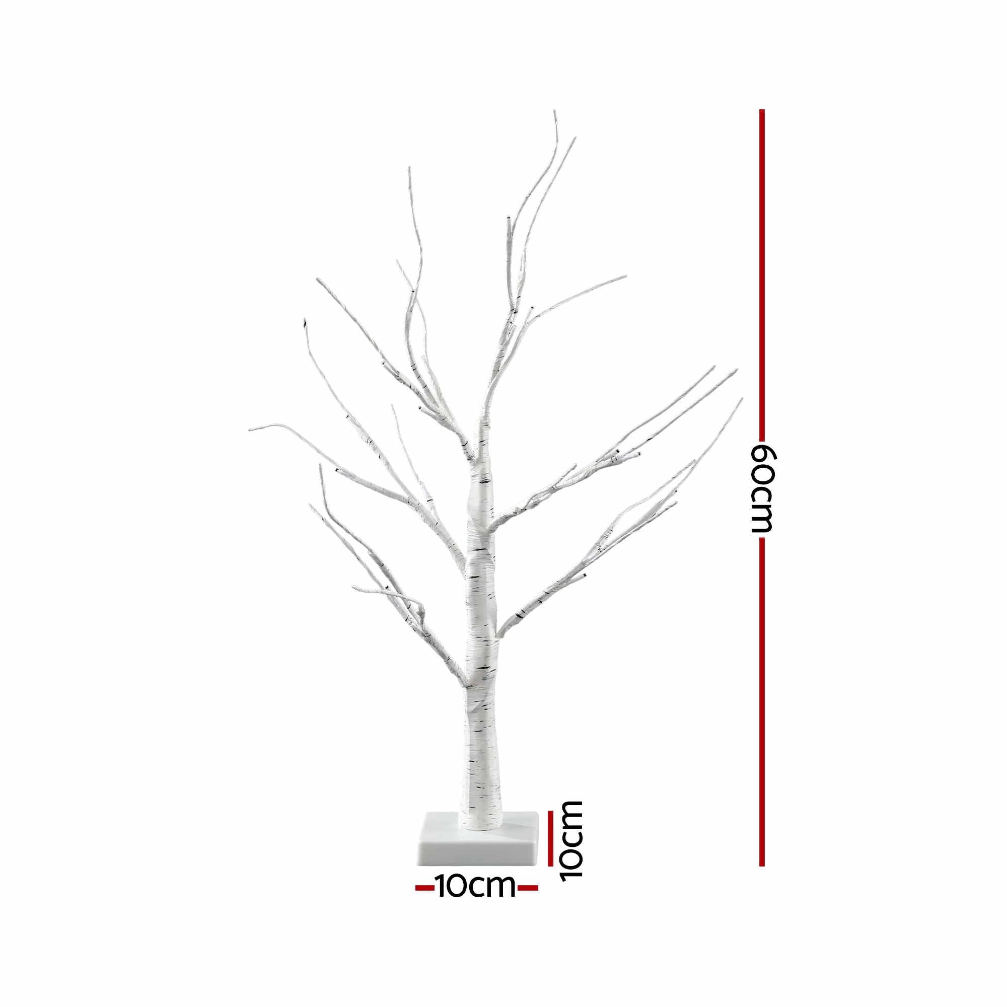 60CM Light-Up Branch Trees 2 Pack with 48 Warm White LED Lights