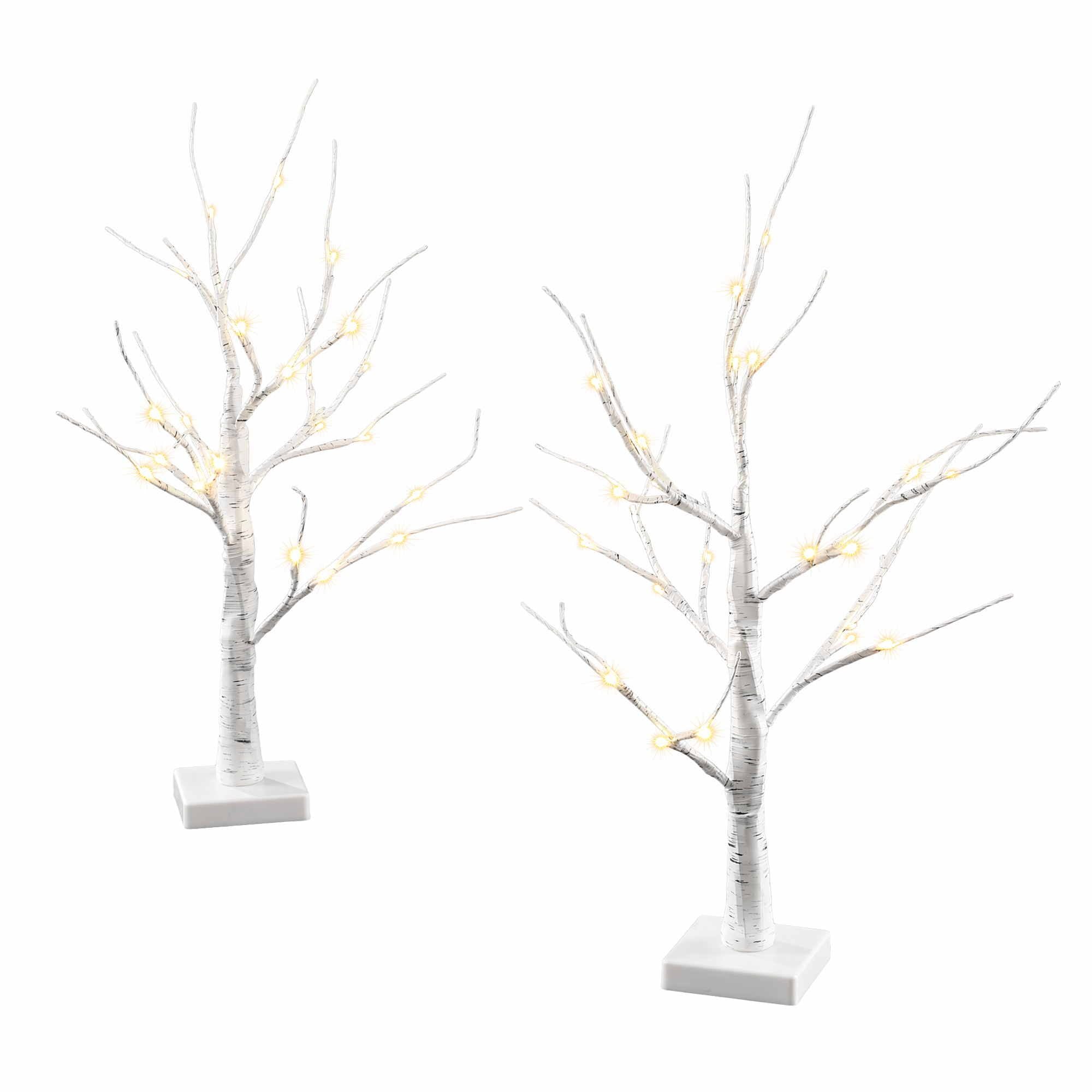 60CM Light-Up Branch Trees 2 Pack with 48 Warm White LED Lights