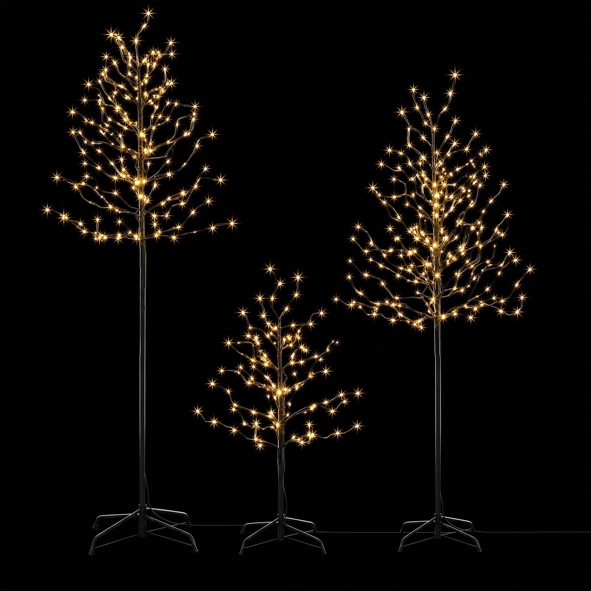 LED Birch Christmas Tree Set - Warm White (3 Pack)