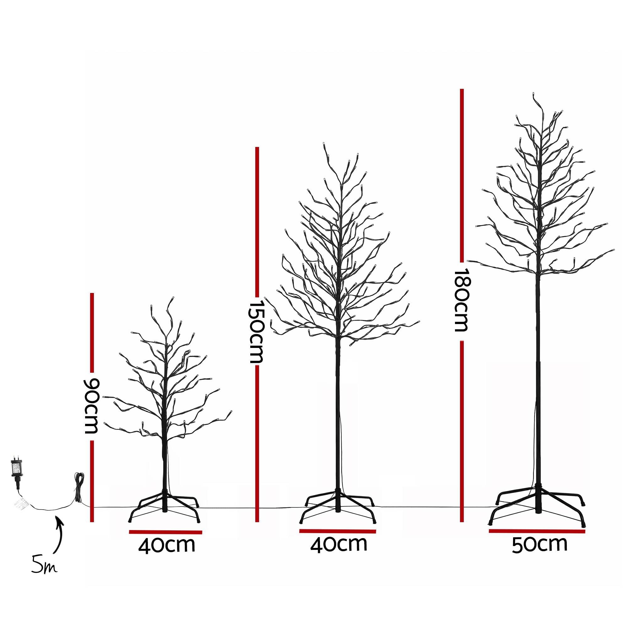 LED Birch Christmas Tree Set - Warm White (3 Pack)