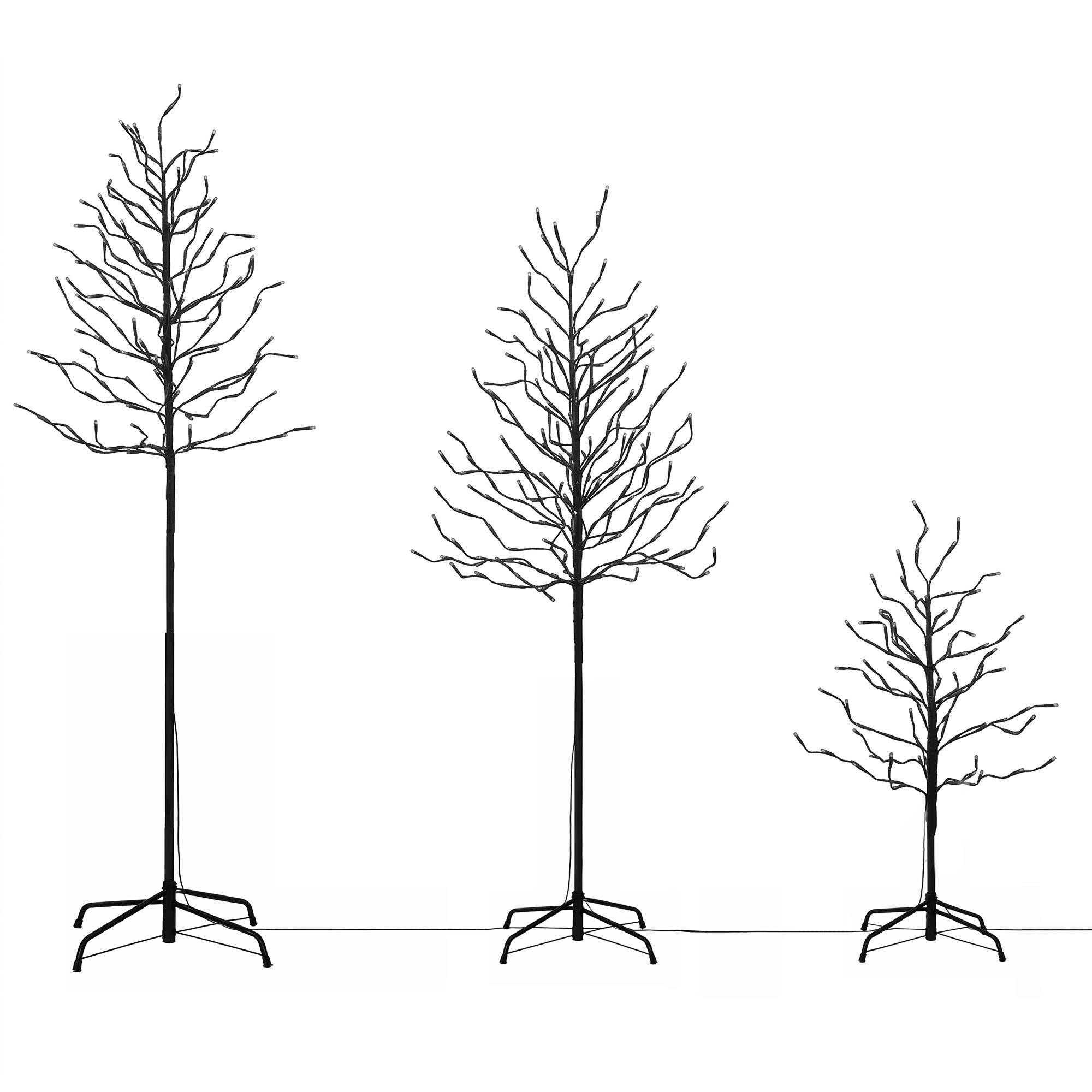 LED Birch Christmas Tree Set - Warm White (3 Pack)
