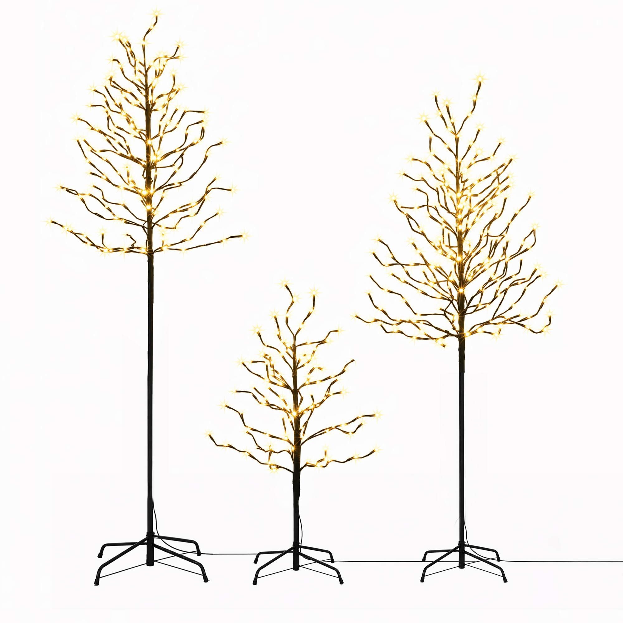 LED Birch Christmas Tree Set - Warm White (3 Pack)