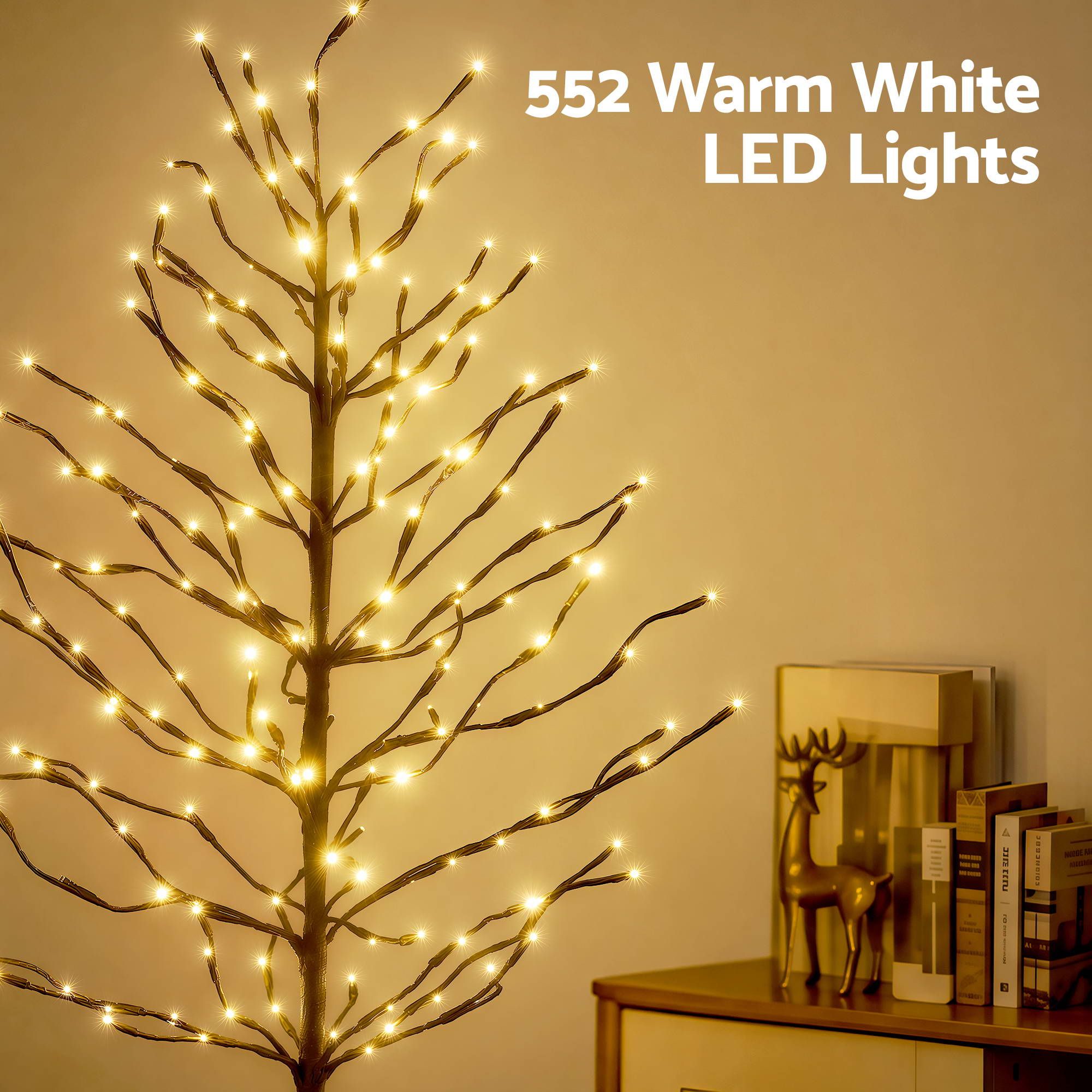 LED Birch Christmas Tree Set - Warm White (3 Pack)