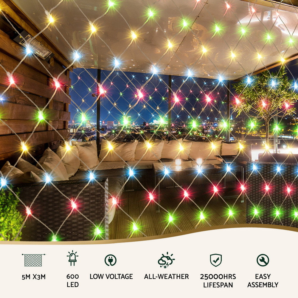 5M x 3M Net Lights with 600 Multicolour LEDs