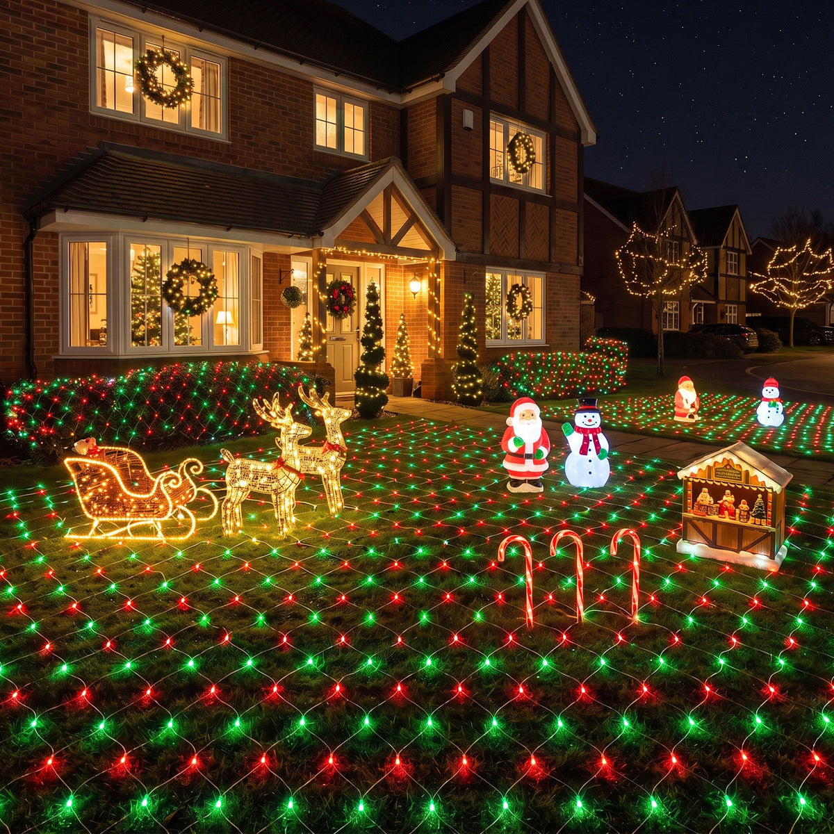 6M x 4M Christmas Net Lights with 1000 Red & Green LED Lights