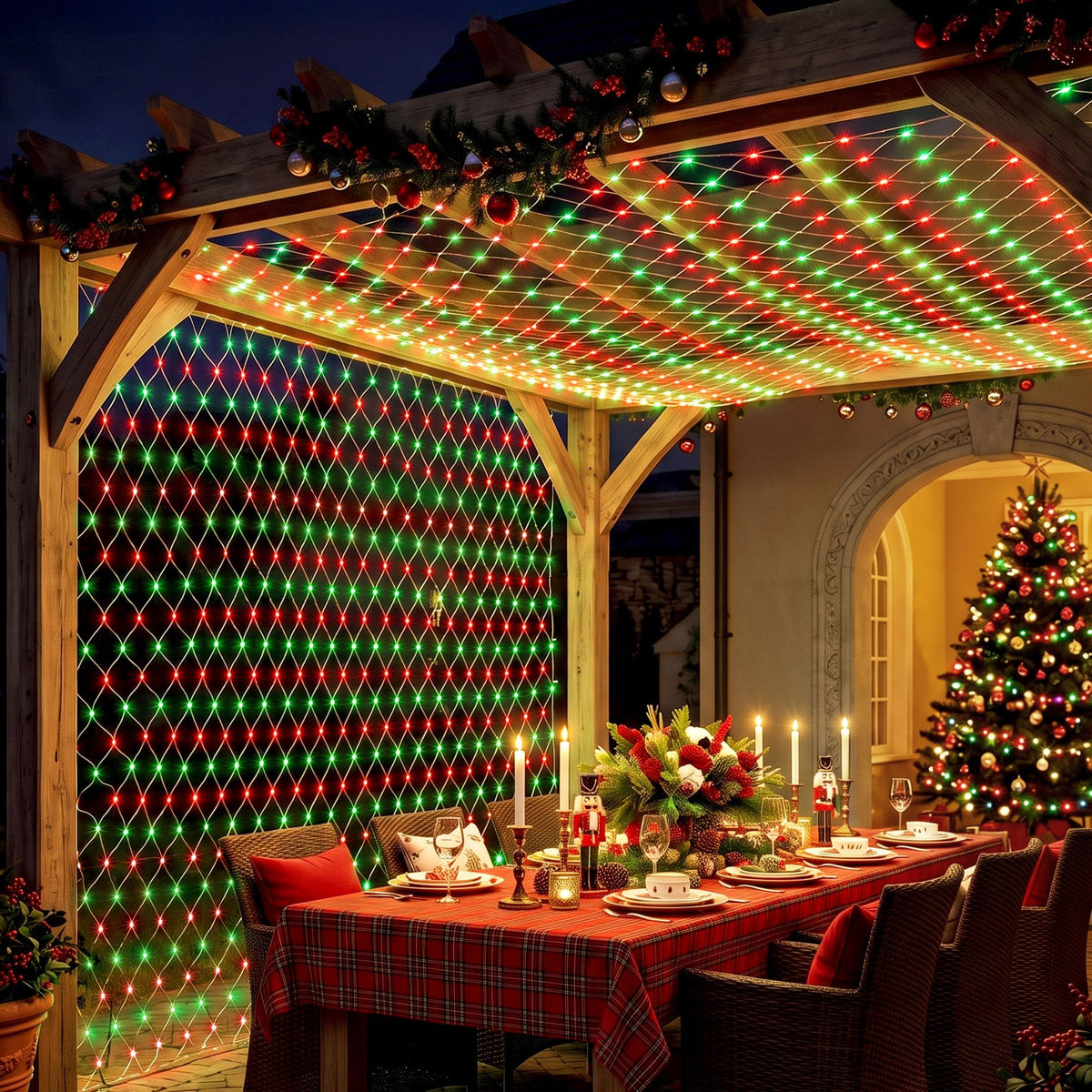 6M x 4M Christmas Net Lights with 1000 Red & Green LED Lights