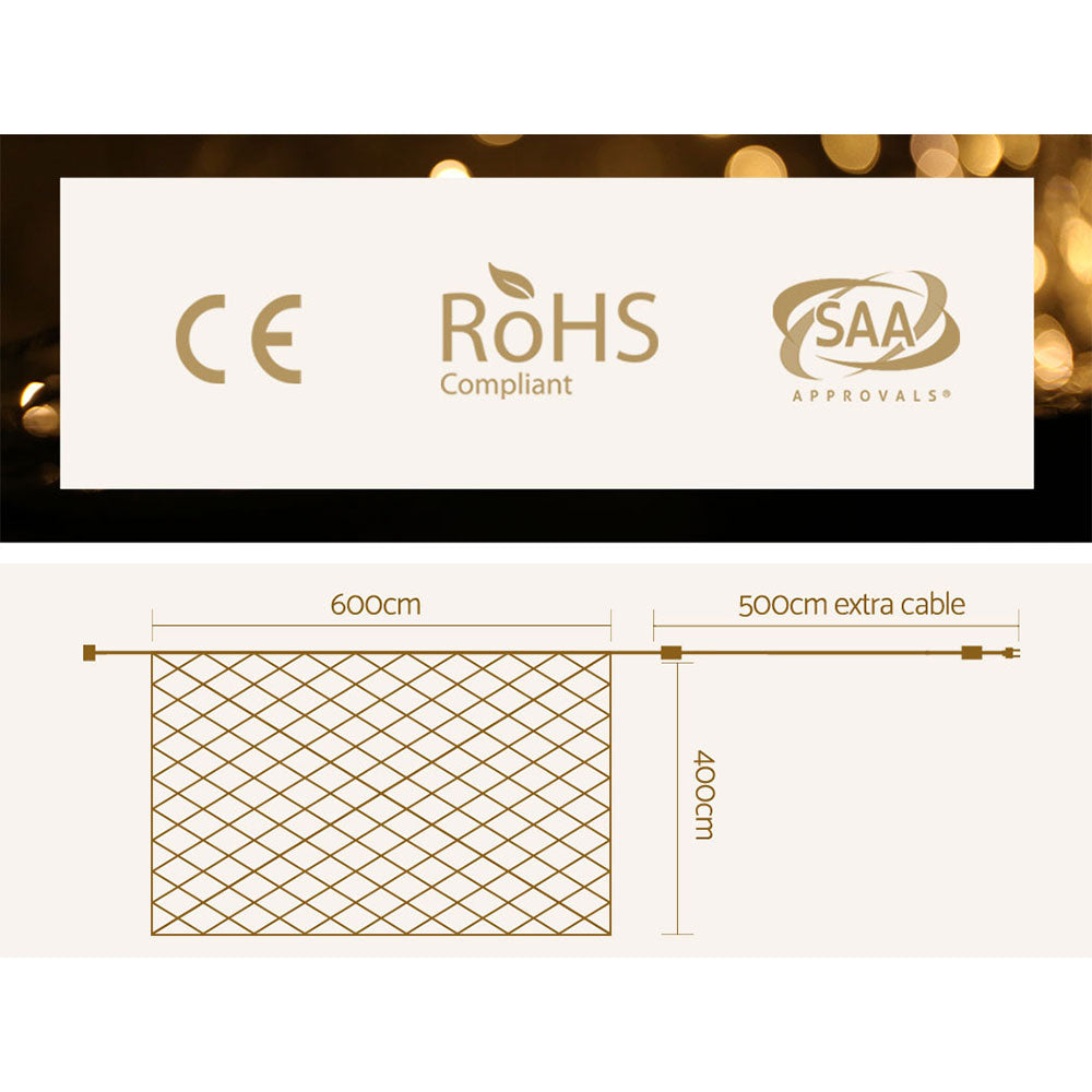 4M x 6M Christmas Net Lights with 1000 Warm White LEDs