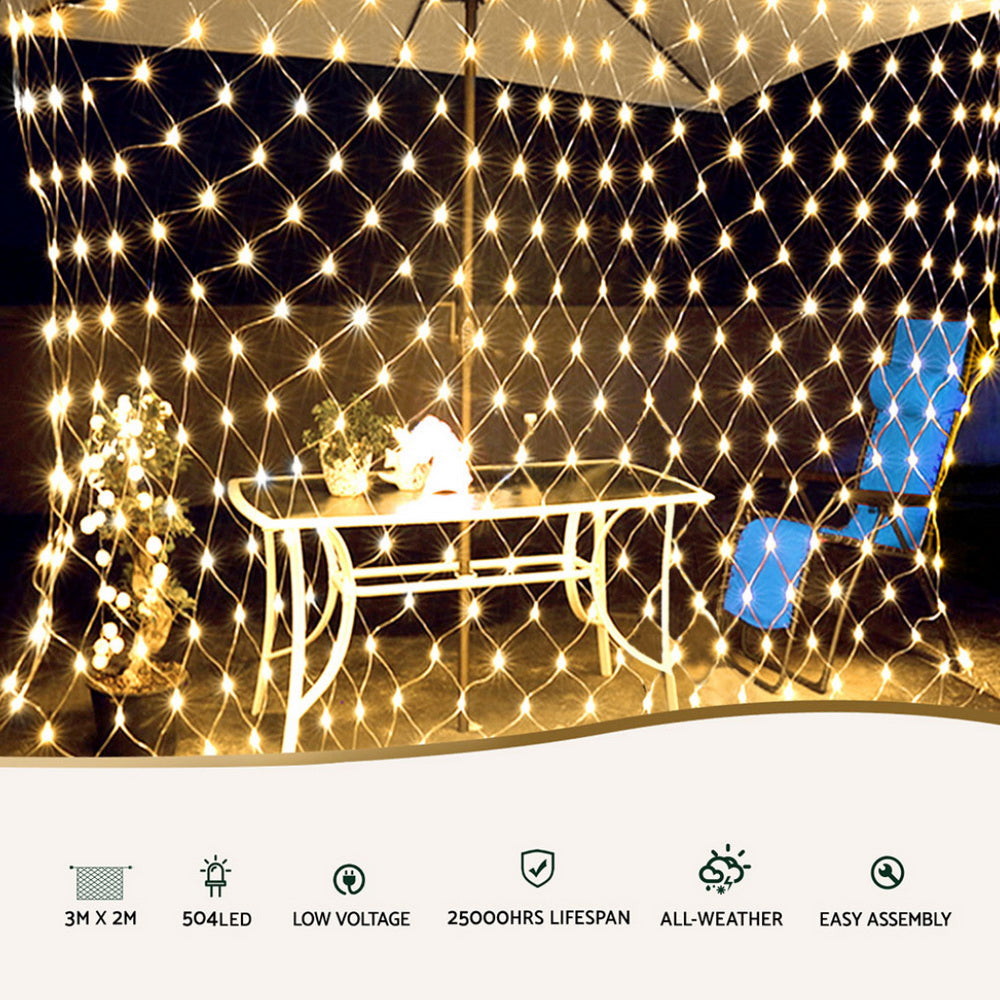 3M x 2M Warm White LED Christmas Net Lights with 504 LEDs